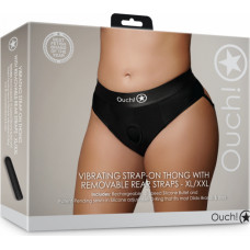 Ouch! By Shots Vibrējošs strap-on siksnas ar noņemamām siksnām - XL/XXL - melns