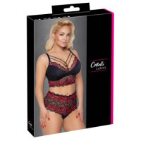 Cottelli Curves Bra and Briefs black/red XL