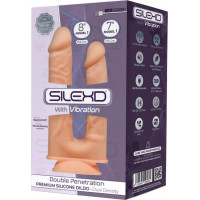 Duo Dildo Vibrating 7+8 Inch / Light skin tone