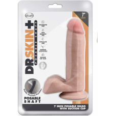 Blush DR. SKIN PLUS  7 INCH POSABLE DILDO WITH BALLS  VANILLA