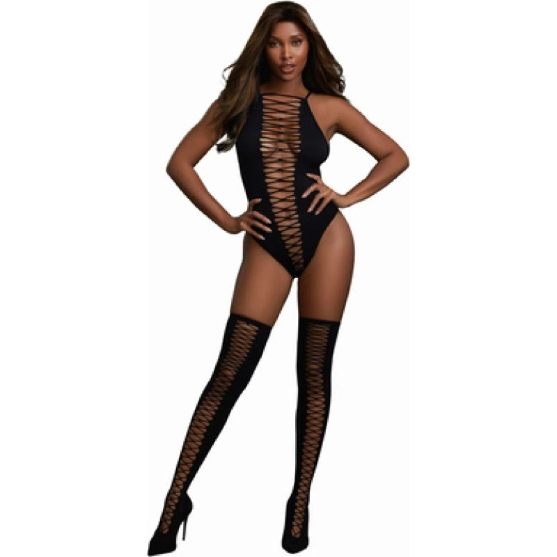 Dreamgirl Rotaļu un zeķu dimants - viens izmērs - melns