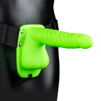 Ouch! By Shots Glow in the Dark Ribbed Hollow Strap-On with Balls - 8 / 21 cm