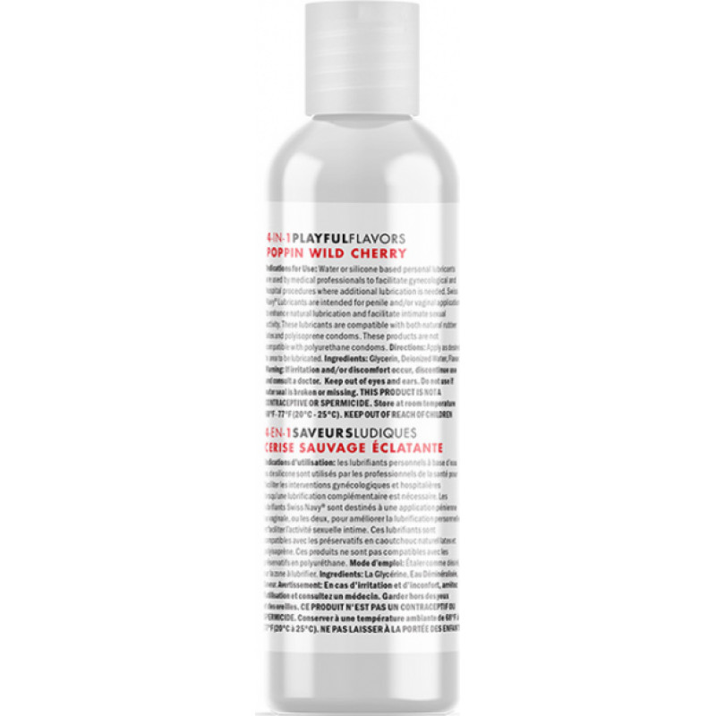 Swiss Navy 4 vienā Lubrikants ar Poppin savvaļas ķiršu garšu - 1 fl unce / 30 ml