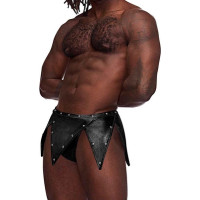 Male Power Eros - Gladiator Kilt Design with an Attached Thong - L/XL - Black