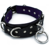 Kiotos Leather Black Leather Collar Deluxel O-Ring Multi-D-Rings