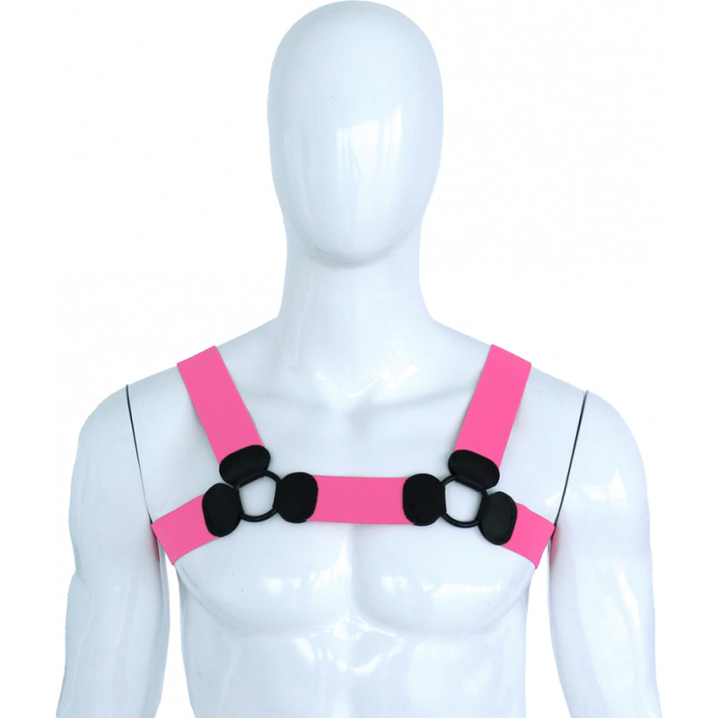Kiotos Leather Elastic Chest Harness Pink S/M