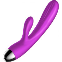 B - Series Fox Wibrator-Silicone Vibrator and Pulsator Purple USB 7+7 Function / Heating