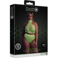 Ouch! By Shots Bruņurupuča kakls un augsta jostasvieta - liela izmēra - neona zaļa