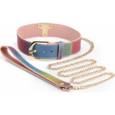 Ns Novelties Spectra Bondage Collar & Leash / Rainbow