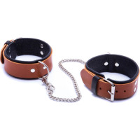Whips Collections Kajdanki-WHIPS kajdanki męskie na nogi, koniakowe