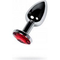 Metal By Toyfa Silver anal plug with  red gem