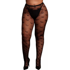 Le Désir Heart Patterned Tights - Plus Size - Black