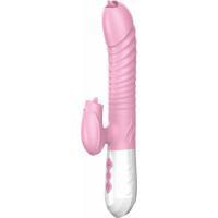 B - Series Fox Wibrator-Silicone Vibrator USB 7 Function and Thrusting Function / Heating, pink