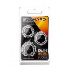 Blush STAY HARD BEADED COCKRINGS CLEAR