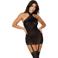 Dreamgirl Caurspīdīga prievīte kleita - viens izmērs - melna