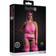 Ouch! By Shots Kaheosaline Crop top ja sukad - Plus Size - neoon roosa