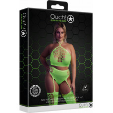 Ouch! By Shots Kaheosaline Crop top ja sukad – suur suurus – neoonroheline