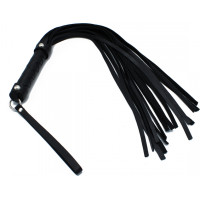 Kiotos Leather Black Leather Flogger with Braided Handle