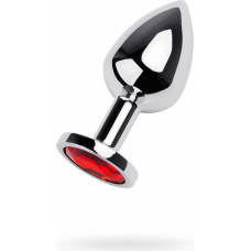 Toyfa Silver anal plug with gem, red