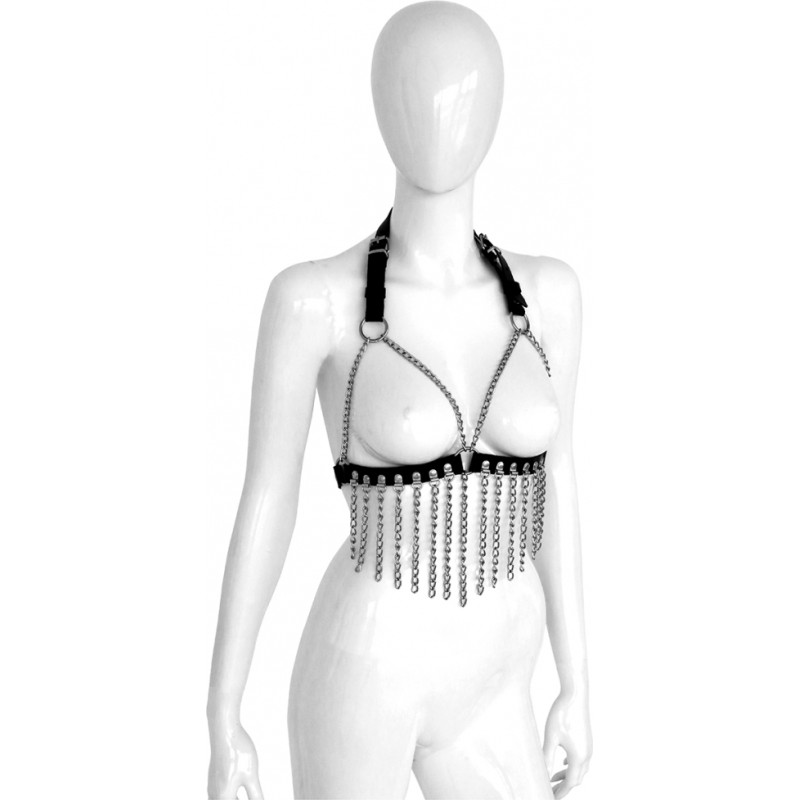 Kiotos Leather Leather Bra with Chains