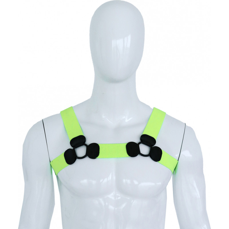 Kiotos Leather Elastic Chest Harness Green S/M