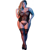 Magic Silk Merry Widow un G-stīgu komplekts - 2X - melns