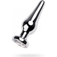 Metal By Toyfa Silver anal plug TOYFA Metal with white round-shaped gem, length 9 cm, diameter 1,5-4 cm, weight 205 gr