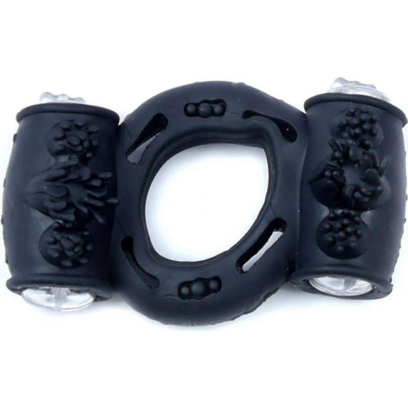 B - Series Easylove Pierścień-Vibrating CockRing Double Black