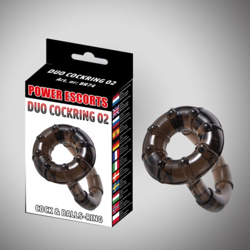Power Escorts Duo cockring black duo cock & ball cockring dia 5,5 / 4,5 cm