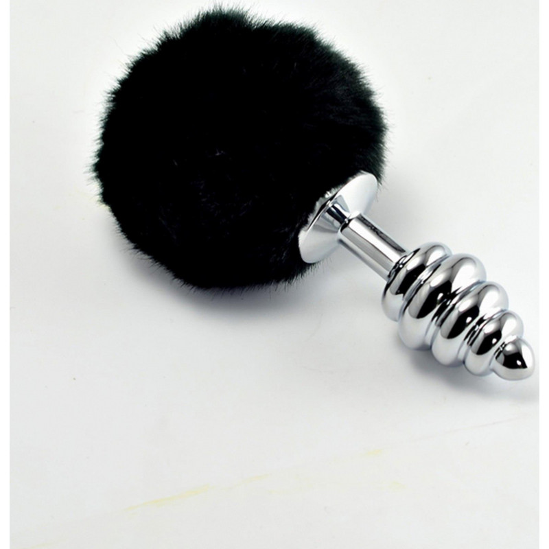 Lovetoy Spiral Pompon Metal Plug Black