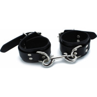 Kiotos Leather Black Leather Chain-Linked Cuffs