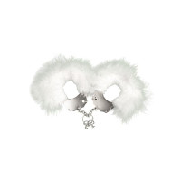 Adrien Lastic Kajdanki-Śmieszna zabawka-kadanki - Metallic Handcuffs,feather cov.. White