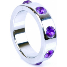 B - Series Heavyfun Pierścień-Metal Cock Ring with Purple Diamonds Large