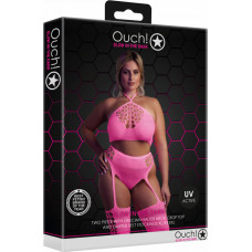 Ouch! By Shots Kaheosaline Crop top ja sukad - Plus Size - neoon roosa