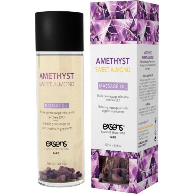 Exsens AMETHYST SWEET ALMOND Organic Massage Oil with stones 100 ml