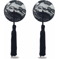 Lovetoy Reusable Black Lace Round Tassel Nipple Pasties