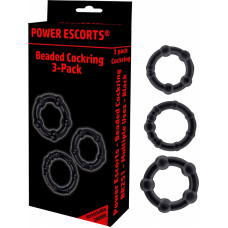 Power Escorts Beaded cockring 3 pack clear in colour box