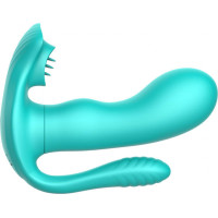 B - Series Cute Tongue triple Stimulator GREEN