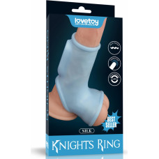 Lovetoy Vibrating Silk Knights Ring with Scrotum Sleeve (Blue)