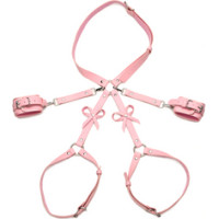 Xr Brands Bondage Harness with Bows - M/L - Pink
