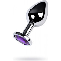 Toyfa Silver anal plug TOYFA Metal,with a amethyst colored gem