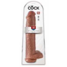 King Cock 15-дюймовый член с яйцами, загар