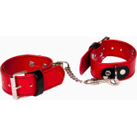 Whips Collections Kajdanki-WHIPS lakier, kajdanki damskie na ręce, czerwone, gładkie