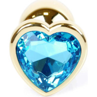 B - Series Heavyfun Plug-Jewellery Gold  Heart PLUG- Light Blue