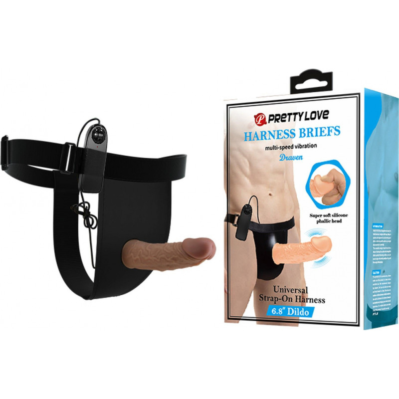 Pretty Love - HARNESS BRIEFS- Draven Strap-On 6,8'' Dildo vibration