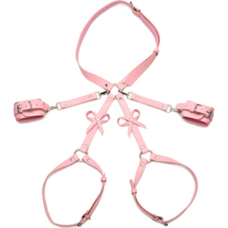 Xr Brands Bondage Harness with Bows - XL/2XL - Pink