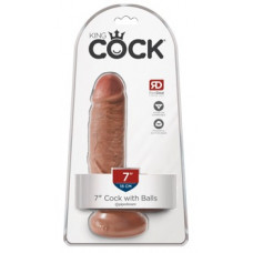 King Cock 7-дюймовый член с яйцами, загар