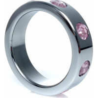 B - Series Heavyfun Pierścień-Metal Cock Ring with Rose Diamonds Large