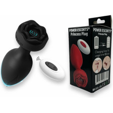 Power Escorts - Princess Plug - Remote Rose Design Plug - USB Rechargeable - 10 Functions - Black