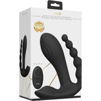 Vive By Shots Kata - pulsa viļņu vibrējošs dubultas caurlaidības vibrators - melns